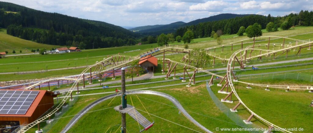 Kinder Ausflugsziel Sommerrodelbahn in Sankt Englmar Tipps für Bayerischer Wald Tagesausflüge zur Sommerrodelbahn